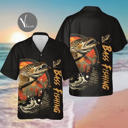 Bass Fishing Hawaiian Shirt, Fishing Summer Hawaii Shirt, 3D Aloha Shirt, Fishing Lover Shirt