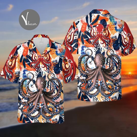 Colorfull Octopus Hawaiian Shirt, Octopus Lover Summer Shirt, 3D Hawaii Aloha Shirt, Summer Party Gift