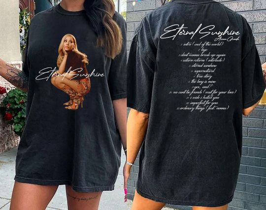 Ariana Grandes Shirt, Grandes 2024 Eternal Sunshine Tracklist New Album Double Sided T-Shirt