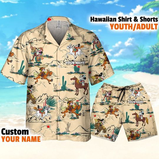 Personalized Disney Cowboy Mickey Mouse Funny, Mickey Hawaii Shirt and short