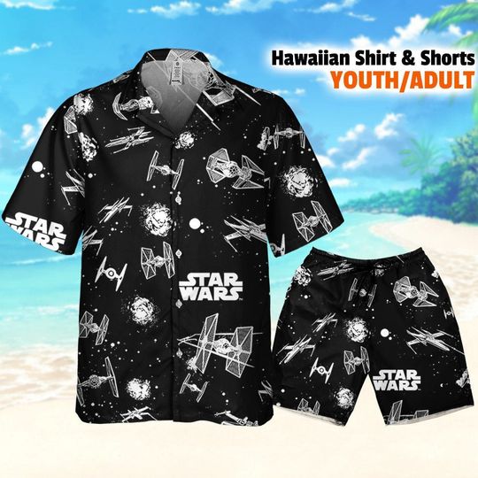 Star Wars Ship Glow In The Dark Galaxy Hawaiian Shirt Tropical Summer Hawaii Shorts