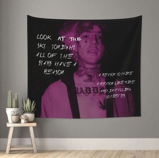 Lil Peep Star Shopping Lyrics Signed Photo Tapestry Wall Hanging Printed Polyester Tapestry INS Blanket Room Decor Tapiz
