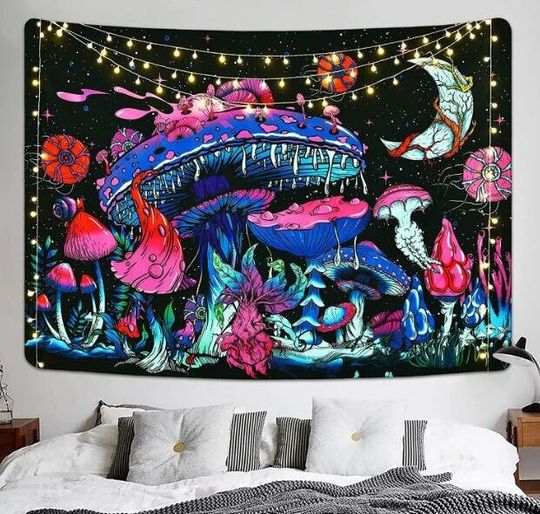 Moon Mushroom Tapestry Bohemian Psychedelic Tapestries Background Cloth Sexy Women Tapestry