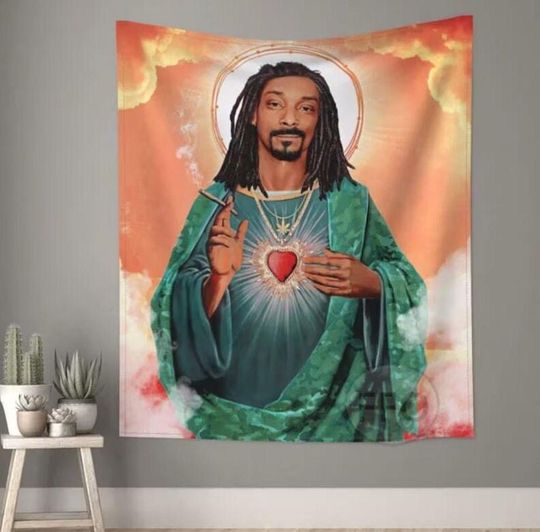 Jesus Tapestry Funny Meme Snoop Dogg Tapestry Wall Hanging Hippie Art Aesthetics Tapestries