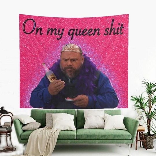Funny Bertram Meme Wall Hanging Tapestry On My Queen Shit Tapestries Wall Flag Home Bedroom College Living Room Hostel Dorm Party Decor