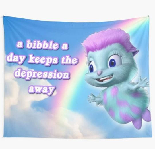 Bibble Meme Tapestry Funny Poster Tapestry Bibble Happiness Wall Hanging for Home Bedroom Living Room College Dorm Decor
