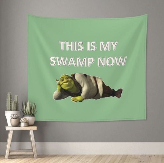 Shrek This Is My Swamp Now Tapestry Hippie Polyester Wall Hanging Decoration Retro Tapestries