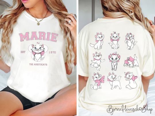 Vintage Marie Cat Two-Sided Shirt, The Aristocats Comfort Color Shirt, Aristocats Shirt, Marie Aristocats, Aristocats Marie, Disney Shirt