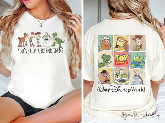Vintage Toy Story Two-Sided Shirt, Toy Story Friends Comfort Color Shirt, You've Got a Friend in Me Shirt