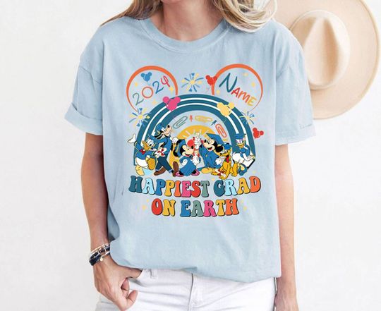 Personalized Disneyland Happiest Grad On Earth Shirt, Disneyland Graduation Shirt