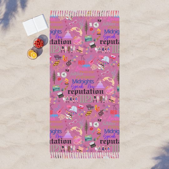 Taylor Boho Beach Blanket Eras TTPD - Colorful and Fun! Pink