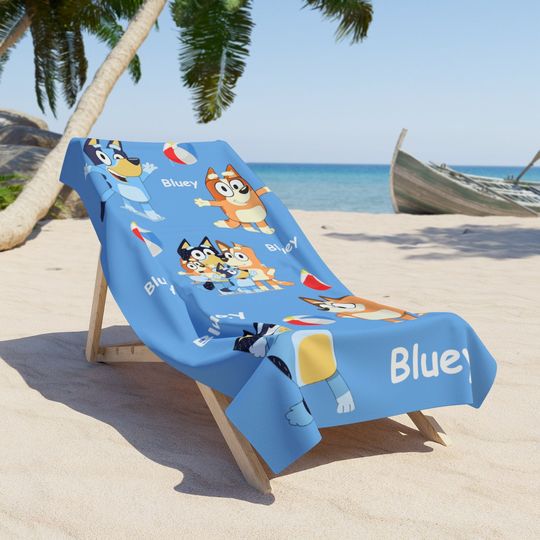 New BlueyDad Beach Towel BlueyDad and Bingo Towel Kids Beach Towel Bath Towel For Kids Gift For BlueyDad Fans