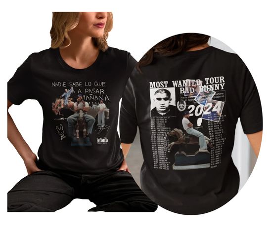 Tour Merch Bad Bunny 2024 Double Sided Unisex T-Shirt