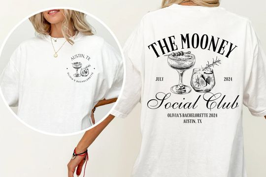 Luxury Bachelorette Party Shirts, Cocktail Soociial Clubb Shirt, Bridal Party Double Sided T-Shirt