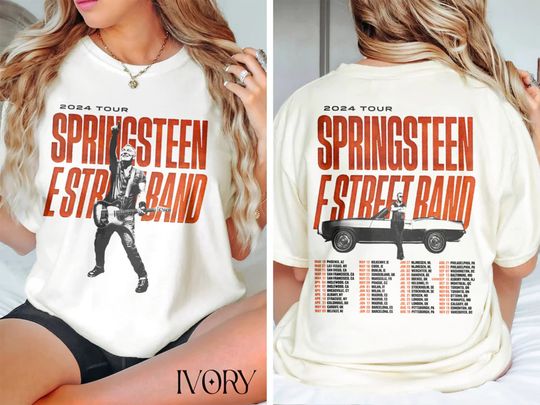 Bruce Springsteen And E Street 2024 Tour Shirt, E Street Fan Gift, Bruce Springsteen Double Sided T-Shirt