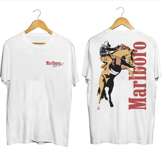 Vintage Marlb0r0 Cowboy Wild West Shirt, Country Music Shirt, Cowboy Killer Boho Double Sided T-Shirt