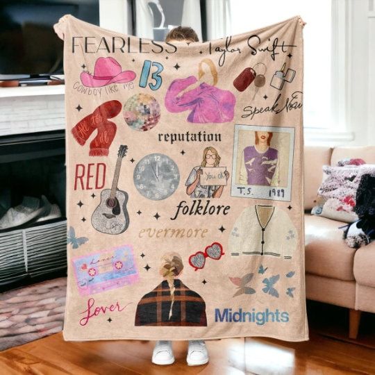 Exclusive Edition: Eras Tour Swift Fleece Blanket - Limited Fan Party Throw - Inspired Christmas Gift for Her - Soft Cosy Flannel blanket