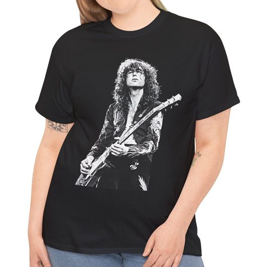 Jimmy Page Tee, LED ZPELIN, Black Unisex T-Shirt, Jimmy Page Gift, Heavy Cotton Tee, Rock Music T-Shirt, LED ZPELIN T-Shirt, Rock Legend