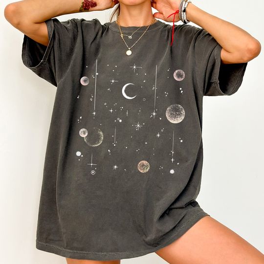 Celestial Shirt Moon T Shirts Moon Graphic T Shirt Moon Phase Astrology Astronomy, Comfort Colors, Garment Dyed, Boho, Vintage