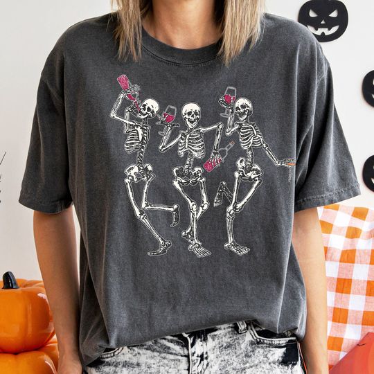 Wine Lover Skeletons Shirt,Ghost Shirt,Halloween Skeleton Shirt,Skeleton wine,Happy Halloween,Spooky Season,Skeleton Crewneck,Wine Lover Tee