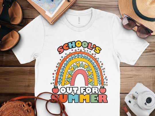 School's Out for Summer T-Shirt, Colorful Rainbow Graphic