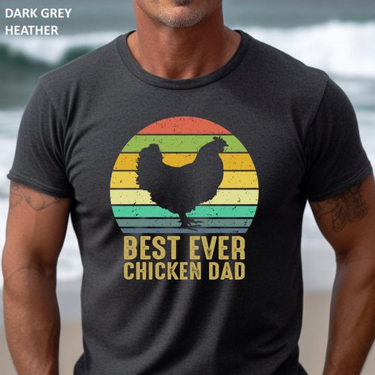 Retro Sunset Chicken Dad Tshirt, dad gift, father gift, men gift