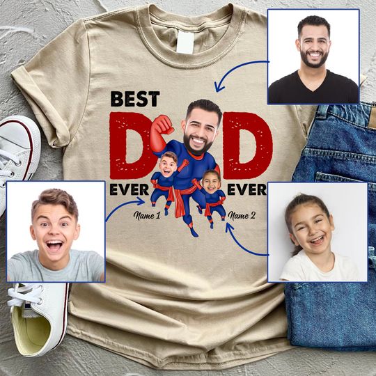 Custom Superhero Dad T-Shirt, Dad And Kids T-shirts, Father's day shirt, Dad gift