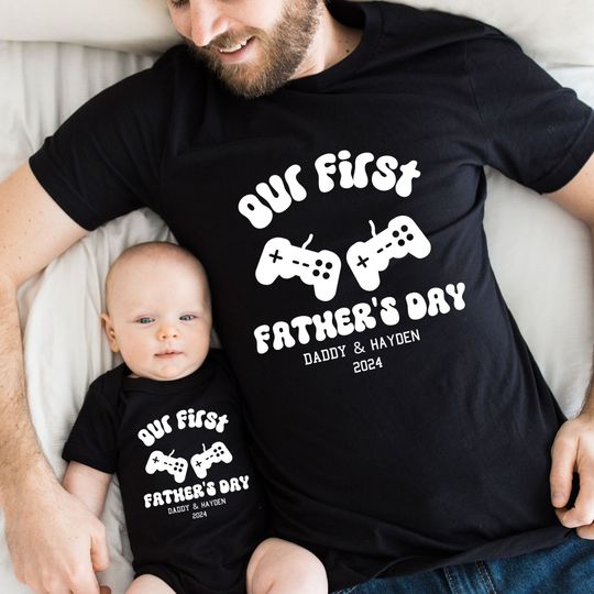 Personalised Matching first father's day shirts, Father's day shirt, Dad gift