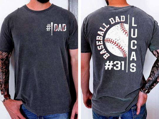 Personalized Baseball Dad Shirt, Baseball Gifts for Men, Gift for Dad