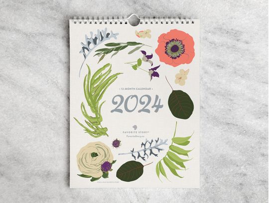 2024 Monthly Calendar | Wall Calendar 2024 | 2024 Calendar, Wildflower