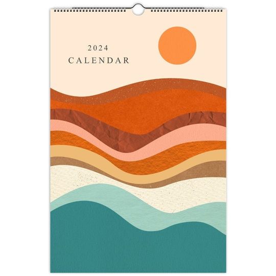 2024 Calendar, Retro Calendar, Wall Calendar 2024, 70s Calendar, Abstract Decor