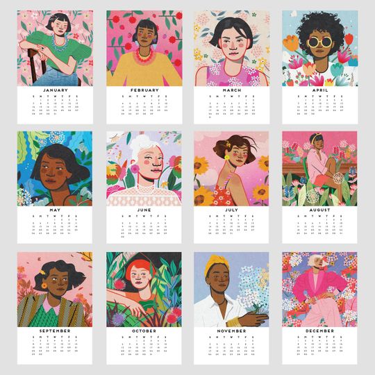 2024 Desk Calendar, Flower Desk Calendar, Gift for Floral Lover