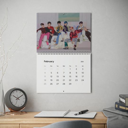 BTS 2024 Wall Calendar | Kpop Gift For Army, Bangtan, Purple Heart, New Year Calendar, Jungkook, V Taehyung, RM, Suga, Jin, Jimin, J hope