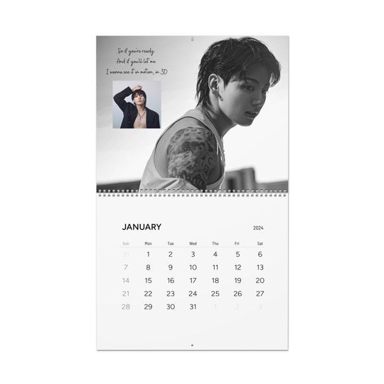 Jungkook Golden Calendar 2, Jungkook jeans, bts merch, jungkook merch, kpop gift, kpop merch, bts calendar,  bts army, Wall Calendar (2024)