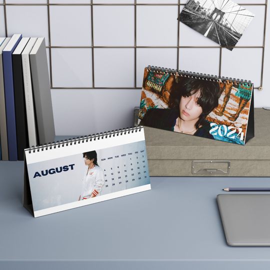 Taehyung V 2024 Desk Calendar | Kpop Desk Decor Gift, Office Desk Calendar, Perfect Gift for Bts Fan