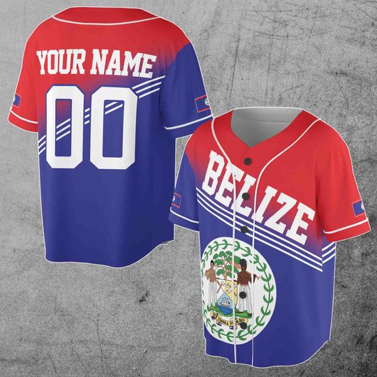 Belize Flag Flag Coat of Arms Personalized Name Number 3D Baseball Jersey