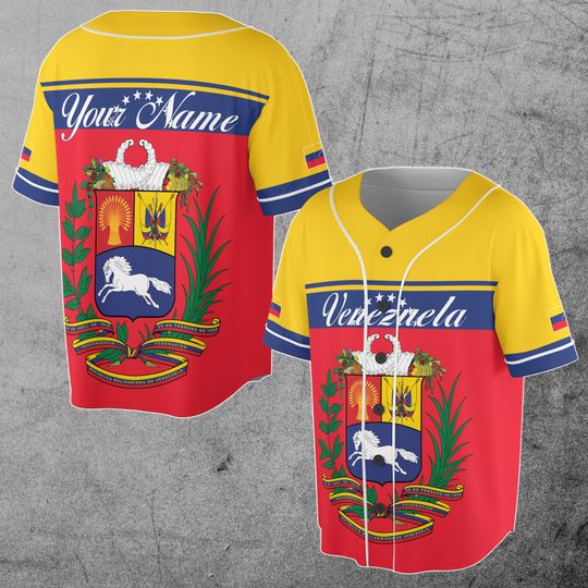 Venezuela Flag Coat of Arms Personalized Name Number 3D Baseball Jersey