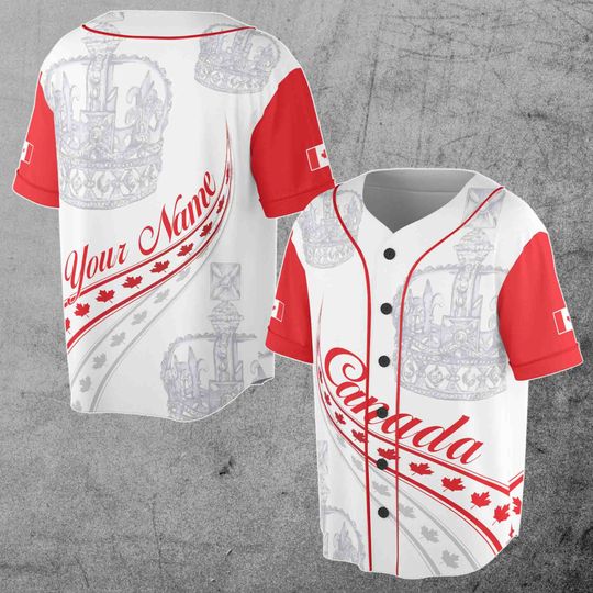 Canada Flag Coat of Arms Customize Name And Number 3D Baseball Jersey