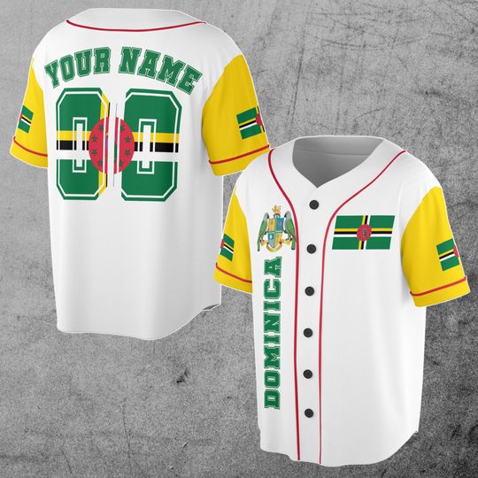Dominica Flag Coat of Arms Patriotic Customize Name And Number 3D Baseball Jersey