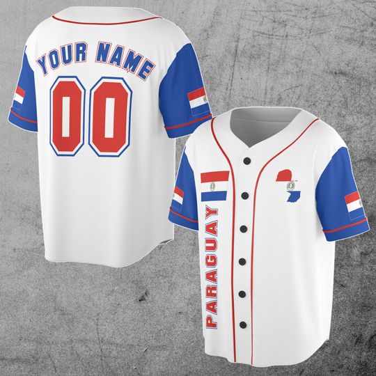 Paraguay Flag Coat of Arms Patriotic Customize Name And Number 3D Baseball Jersey