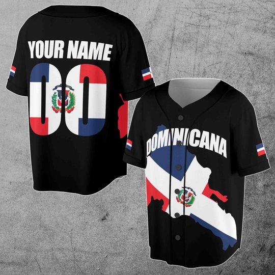 Dominican Republic Flag Dominicana Black Personalize Name Number 3D Baseball Jersey