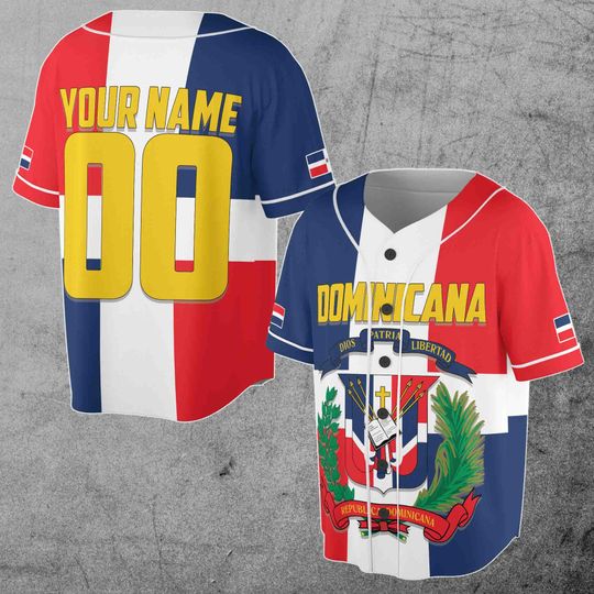 Dominican Republic Flag Dominicana Personalize Name Number 3D Baseball Jersey