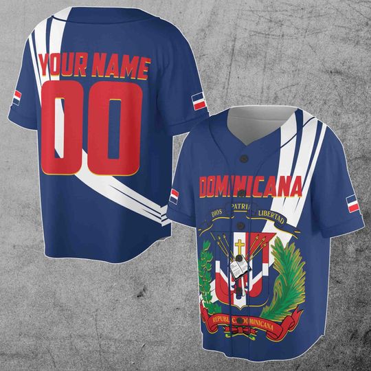 Dominican Republic Flag Dominicana Blue Personalize Name 3D Baseball Jersey