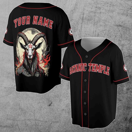 Satanic Temple Freemason Masonic Custom Name 3D Baseball Jersey Shirt