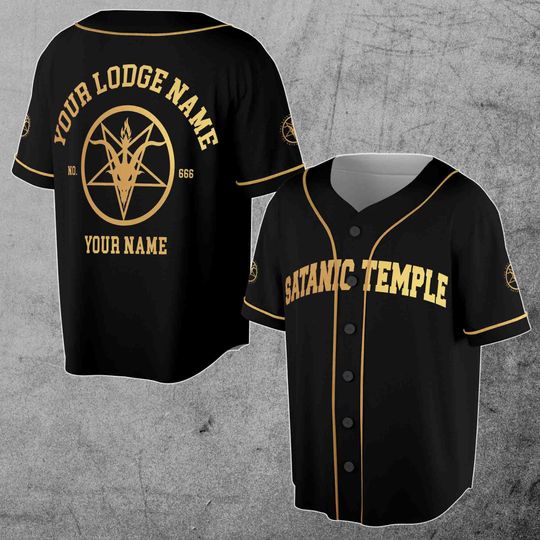 Satanic Temple Masonic Custom Name Lodge Name 3D Baseball Jersey Shirt