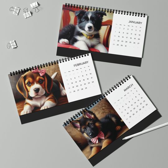 2024 Puppy Desktop Calendar