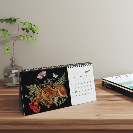 Cottagecore calendar, Desktop Calendar 2024, cottagecore Monthly Calendar, Illustrated mushrooms