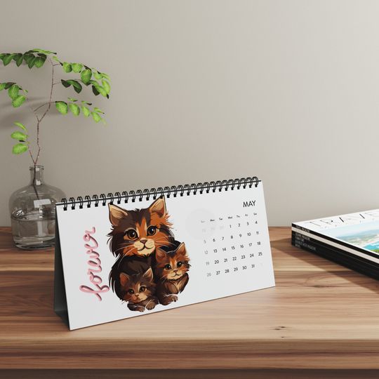 Desktop Calendar 2024,Merry catmas,kitten lovers gift,cat lover's gift