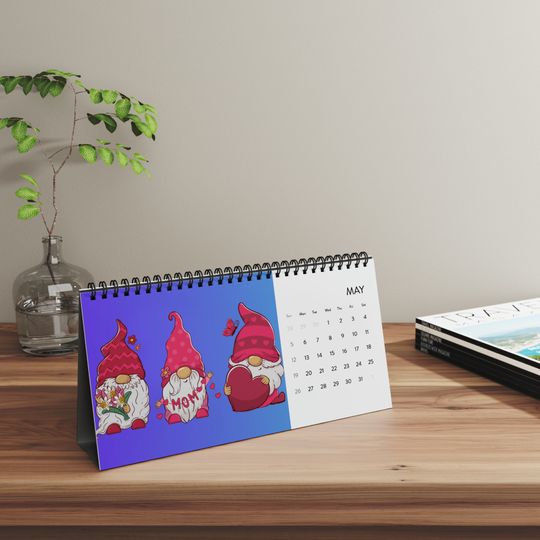 Gnome calendar, Desktop Calendar 2024, Cute Gnome Calendar, Illustrated calendar, Gnome art, 2024 handmade gift