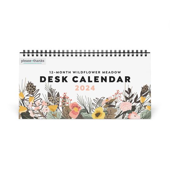 Desk Calendar with Wildflower Illustrations | 12 Month 2023 Calendar